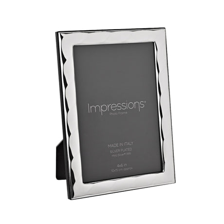 Shiny Bevelled Photo Frame with Wooden Back 6 x 4in - Silver