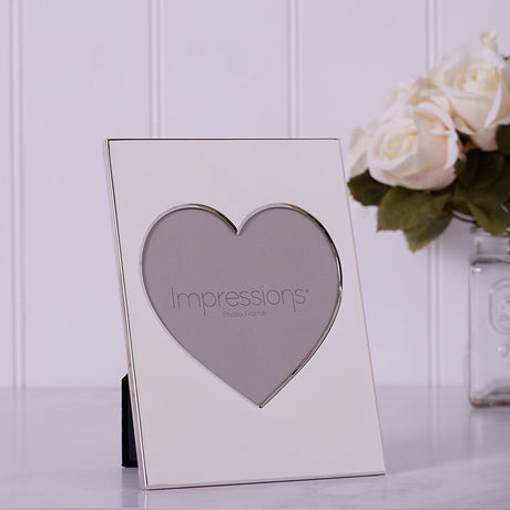 Heart Aperture Metal Plated Photo Frame 5 x 5in - Silver