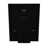 Back view of the Satin Silverplated Engagement Photo Frame 6 x 4in, showing a black velvet backing, foldable easel stand, and wall-mount hooks on a white background.