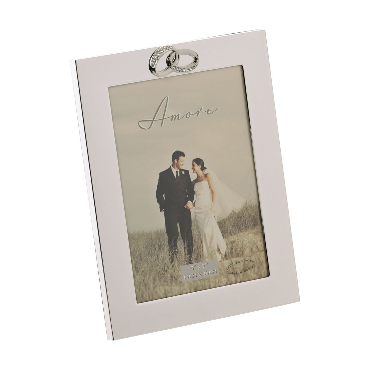 Crystal Rings Plain Silverplated Photo Frame 7 x 5in - Silver