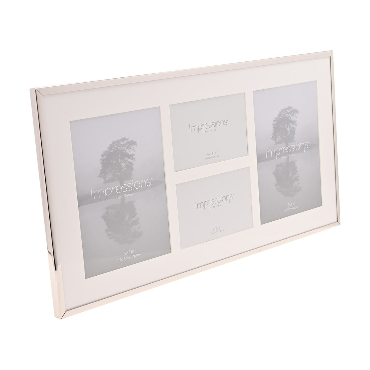 4 Aperture Metal Plated Photo Frame with Mount - Silver