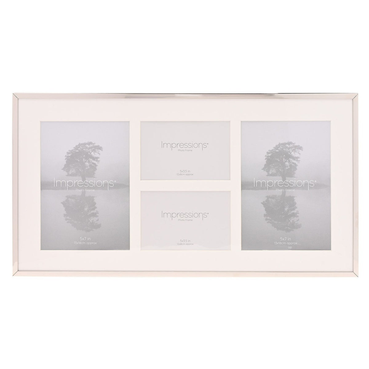 4 Aperture Metal Plated Photo Frame with Mount - Silver