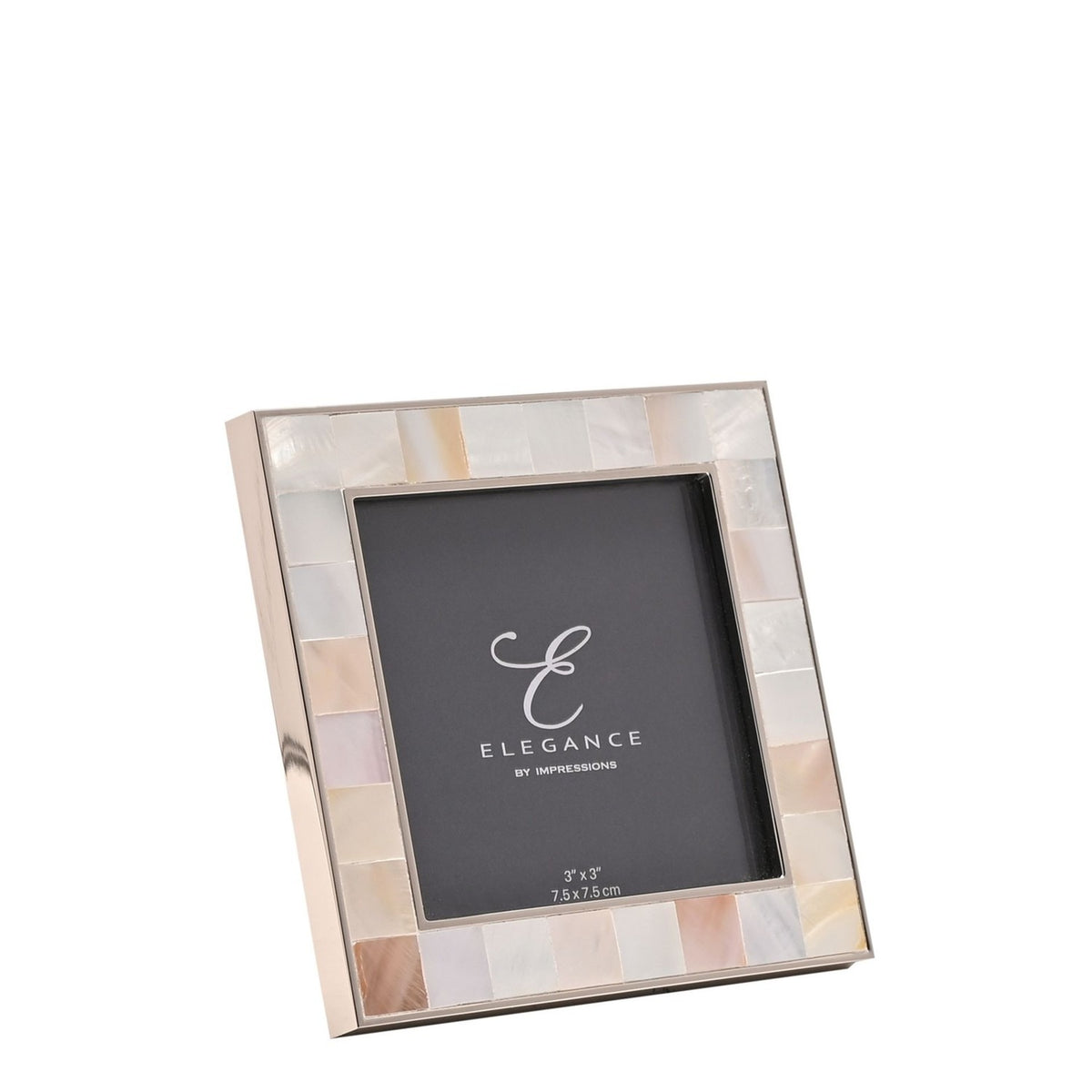 Metal & Mother of Pearl Photo Frame 3 x 3in - Cream & Silver