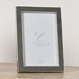 Metal Plated Faux Shagreen Photo Frame with Stand - Grey