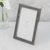 Metal Plated Faux Shagreen Photo Frame with Stand - Grey