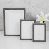 Metal Plated Faux Shagreen Photo Frame with Stand - Grey