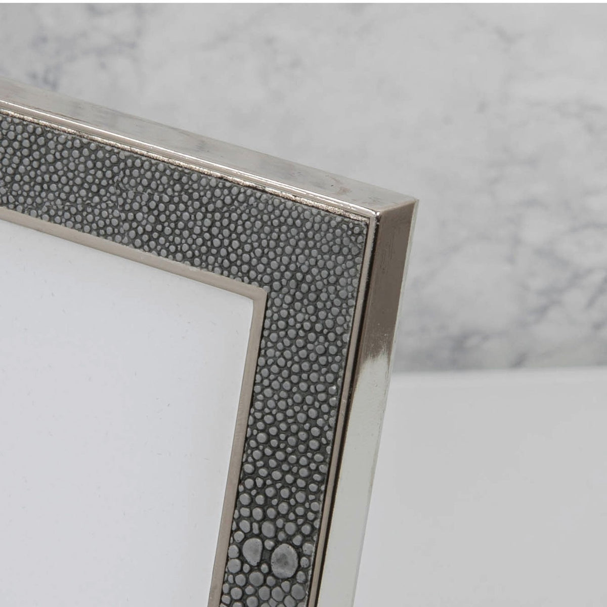 Metal Plated Faux Shagreen Photo Frame with Stand - Grey