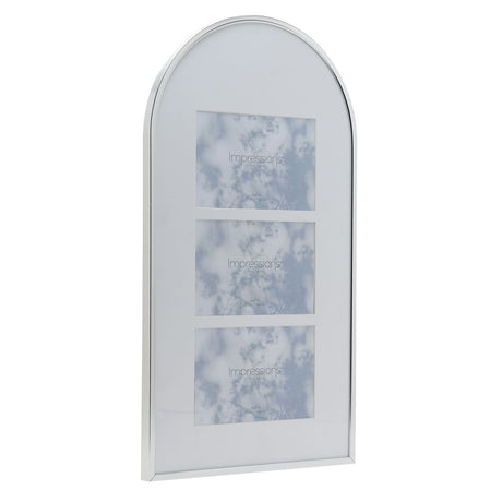 Arched Top Metal Triple Collage Photo Frame 6 x 4in - Silver