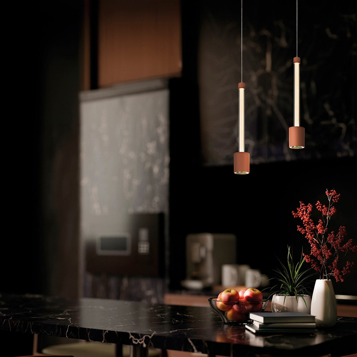 Fugaz LED Pendant Light 7W 3000K - Sand Black & Rose Gold