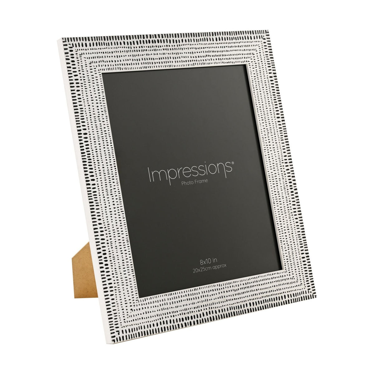 Dash Pattern Plastic Photo Frame 10 x 8in - White & Black