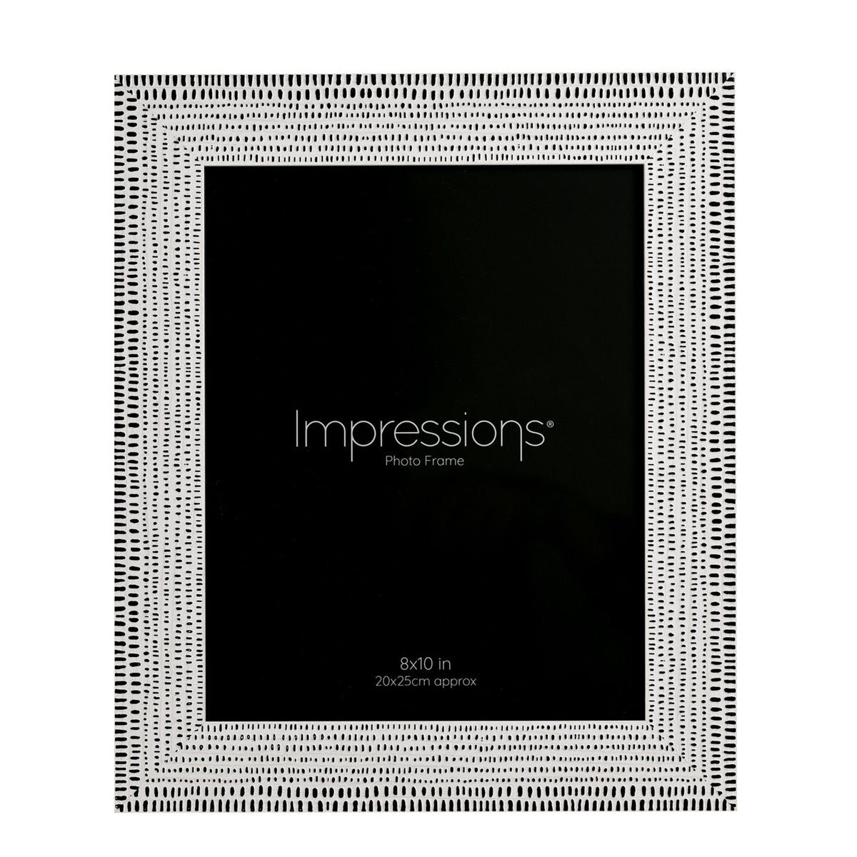 Dash Pattern Plastic Photo Frame 10 x 8in - White & Black