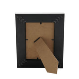 Rectangular Hammered Effect Plastic Photo Frame in silver, shown from the back with black backing board, metal clips, and fold-out stand on a white background.