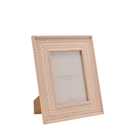 Rectangular Plastic Photo Frame 7 x 5in - Brown & White