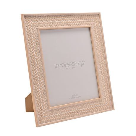 Rectangular Plastic Photo Frame 10 x 8in - Brown & White