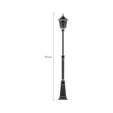 Black line illustration of a 191cm Gable Copper Top aluminium lamp post with six-pane lantern, pagoda roof, and single E27 fitting, shown with height marker on white background.