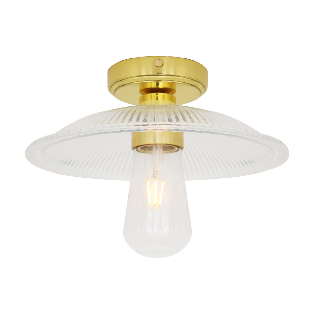 Gal Ribbed Glass Flush Ceiling Light IP65