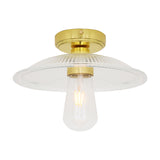Gal Ribbed Glass Flush Ceiling Light IP65