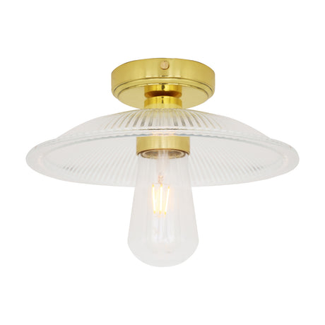 Gal Ribbed Glass Flush Ceiling Light IP65