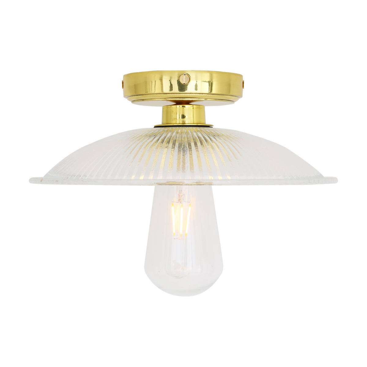 Gal Ribbed Glass Flush Ceiling Light IP65