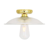 Gal Ribbed Glass Flush Ceiling Light IP65