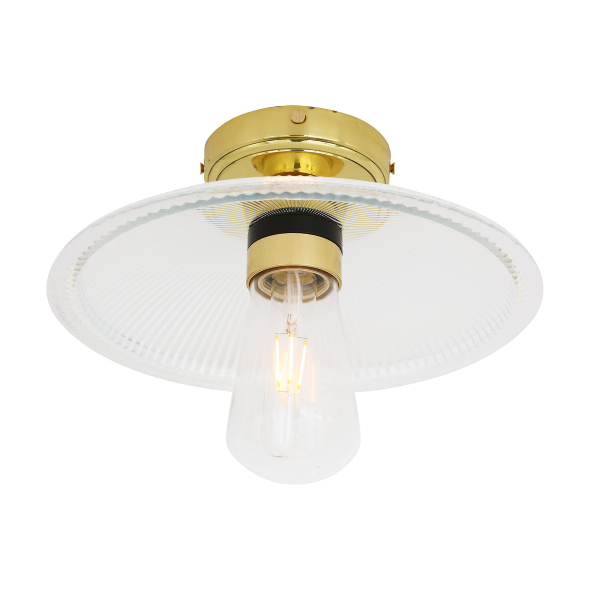 Gal Ribbed Glass Flush Ceiling Light IP65