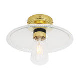 Gal Ribbed Glass Flush Ceiling Light IP65