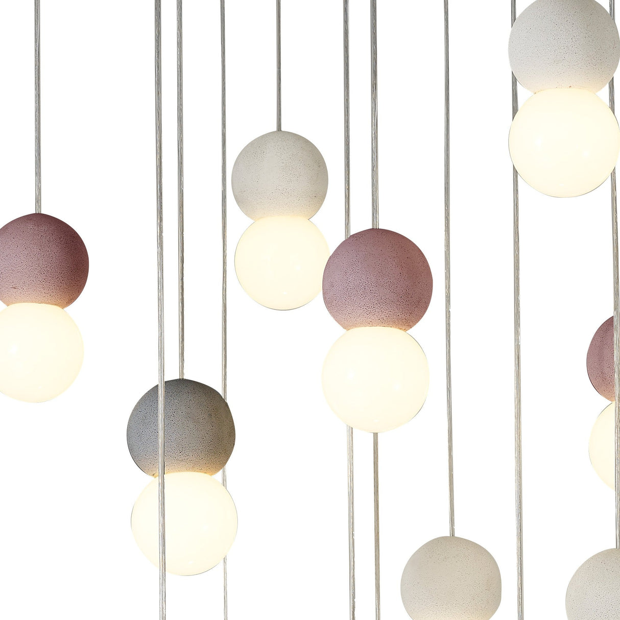 Galaxia 15 Light Round Cement Cluster Pendant Light - Multicoloured