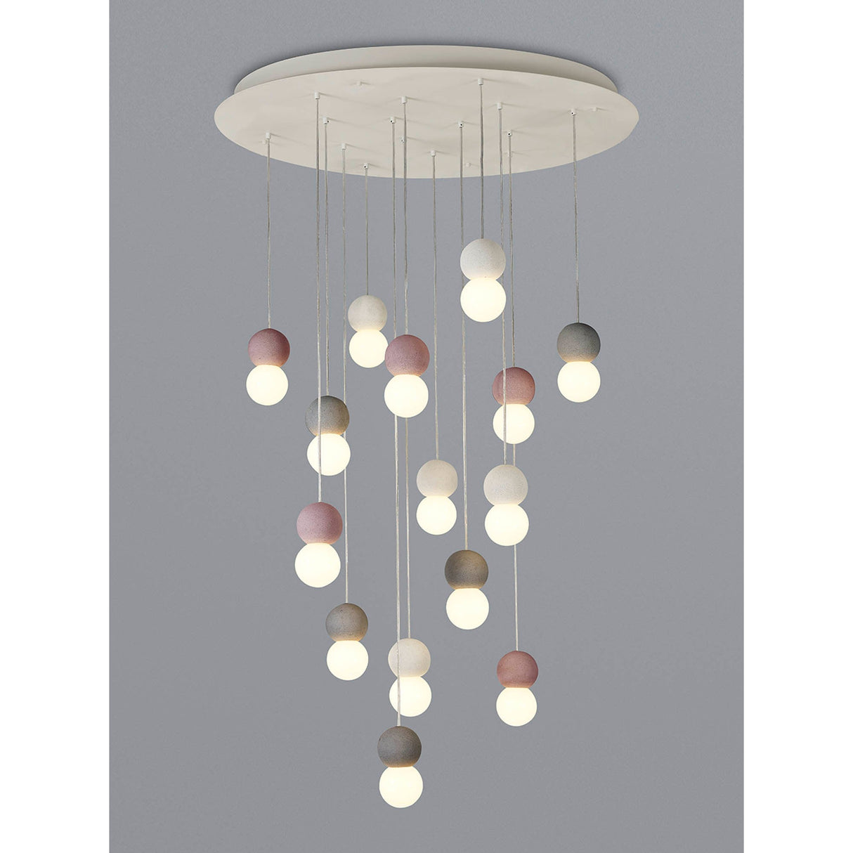 Galaxia 15 Light Round Cement Cluster Pendant Light - Multicoloured