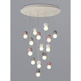 Galaxia 15 Light Round Cement Cluster Pendant Light - Multicoloured