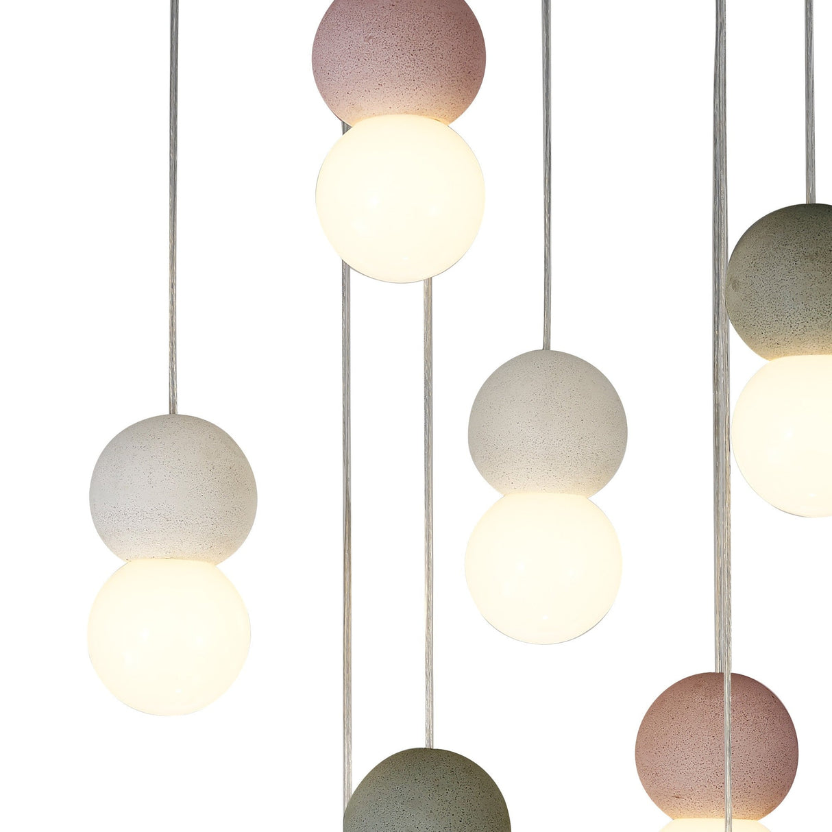 Galaxia 9 Light Round Cement Cluster Pendant Light - Multicoloured