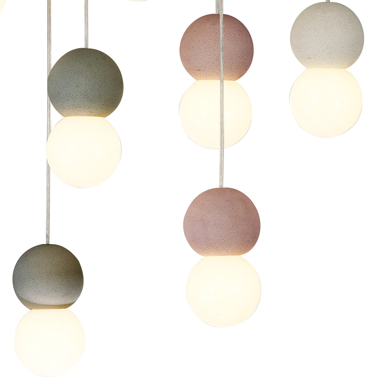 Galaxia 9 Light Round Cement Cluster Pendant Light - Multicoloured