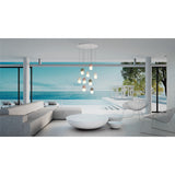 Galaxia 9 Light Round Cement Cluster Pendant Light - Multicoloured