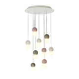 Galaxia 9 Light Round Cement Cluster Pendant Light - Multicoloured
