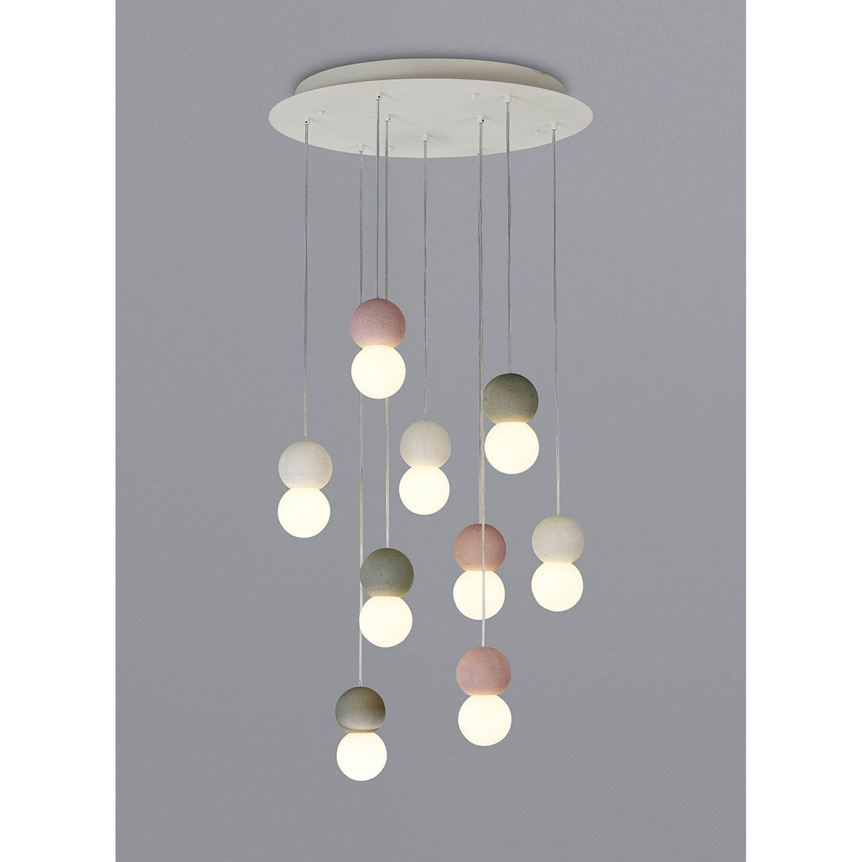 Galaxia 9 Light Round Cement Cluster Pendant Light - Multicoloured