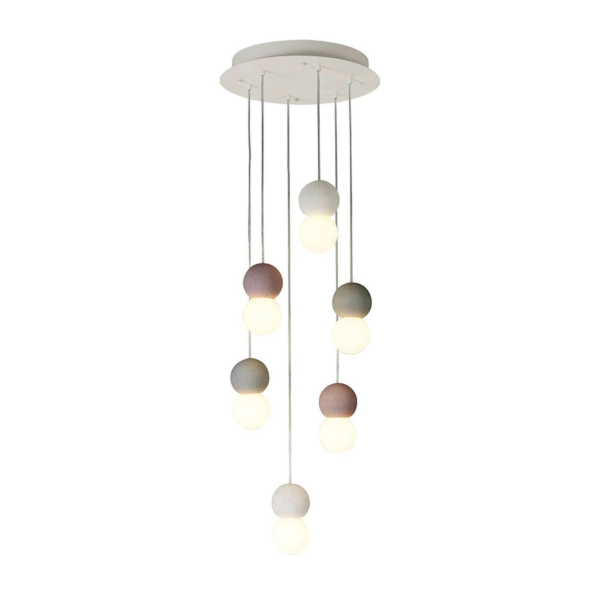 Galaxia 6 Light Round Cement Cluster Pendant Light - Multicoloured