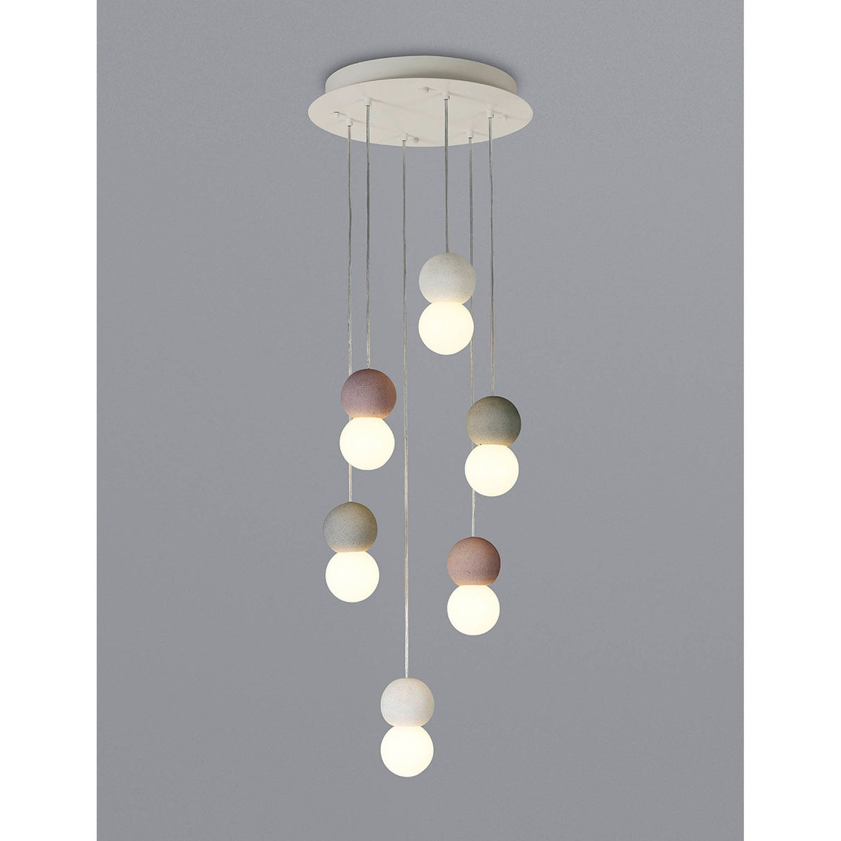 Galaxia 6 Light Round Cement Cluster Pendant Light - Multicoloured