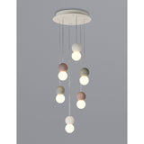 Galaxia 6 Light Round Cement Cluster Pendant Light - Multicoloured