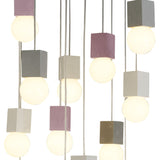 Galaxia 15 Light Square Cement Cluster Pendant Light - Multicoloured