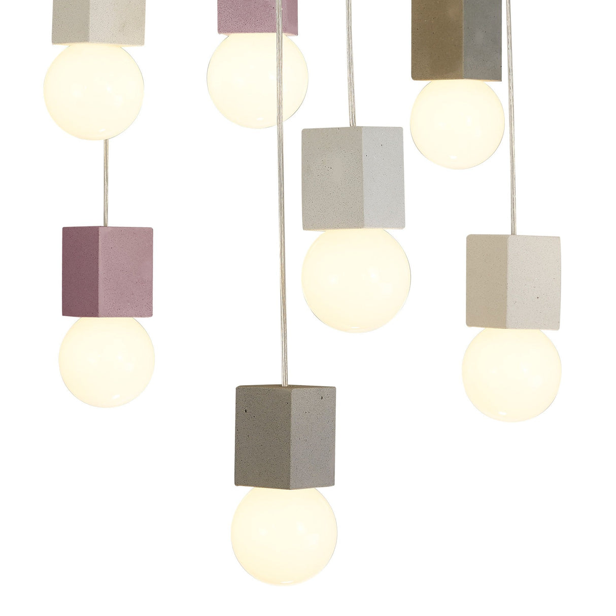 Galaxia 15 Light Square Cement Cluster Pendant Light - Multicoloured