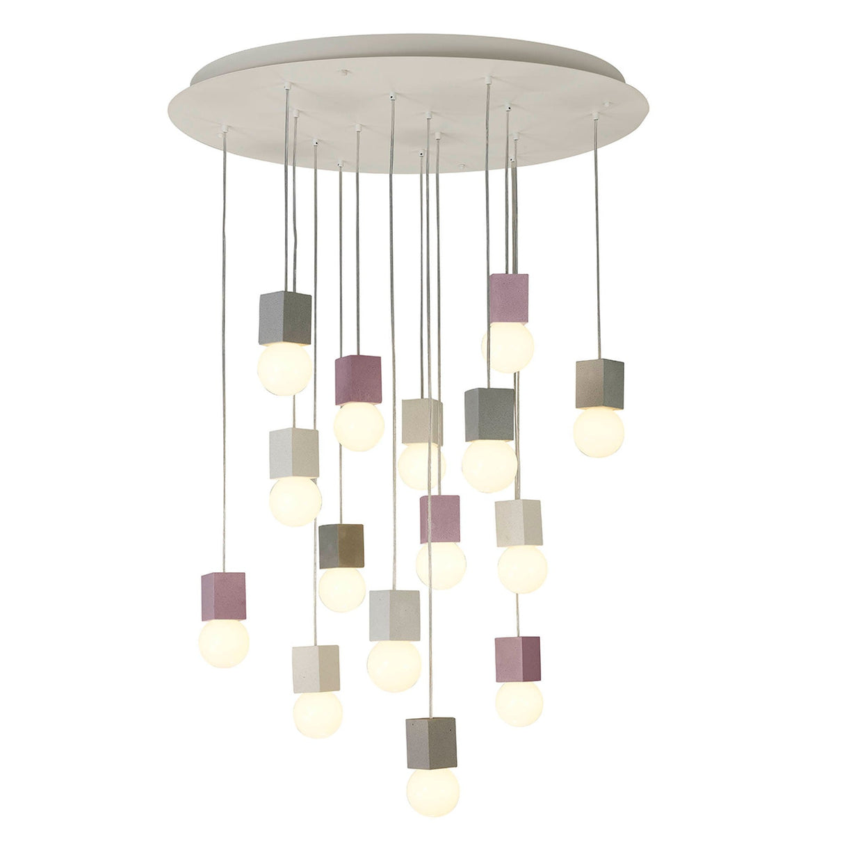 Galaxia 15 Light Square Cement Cluster Pendant Light - Multicoloured