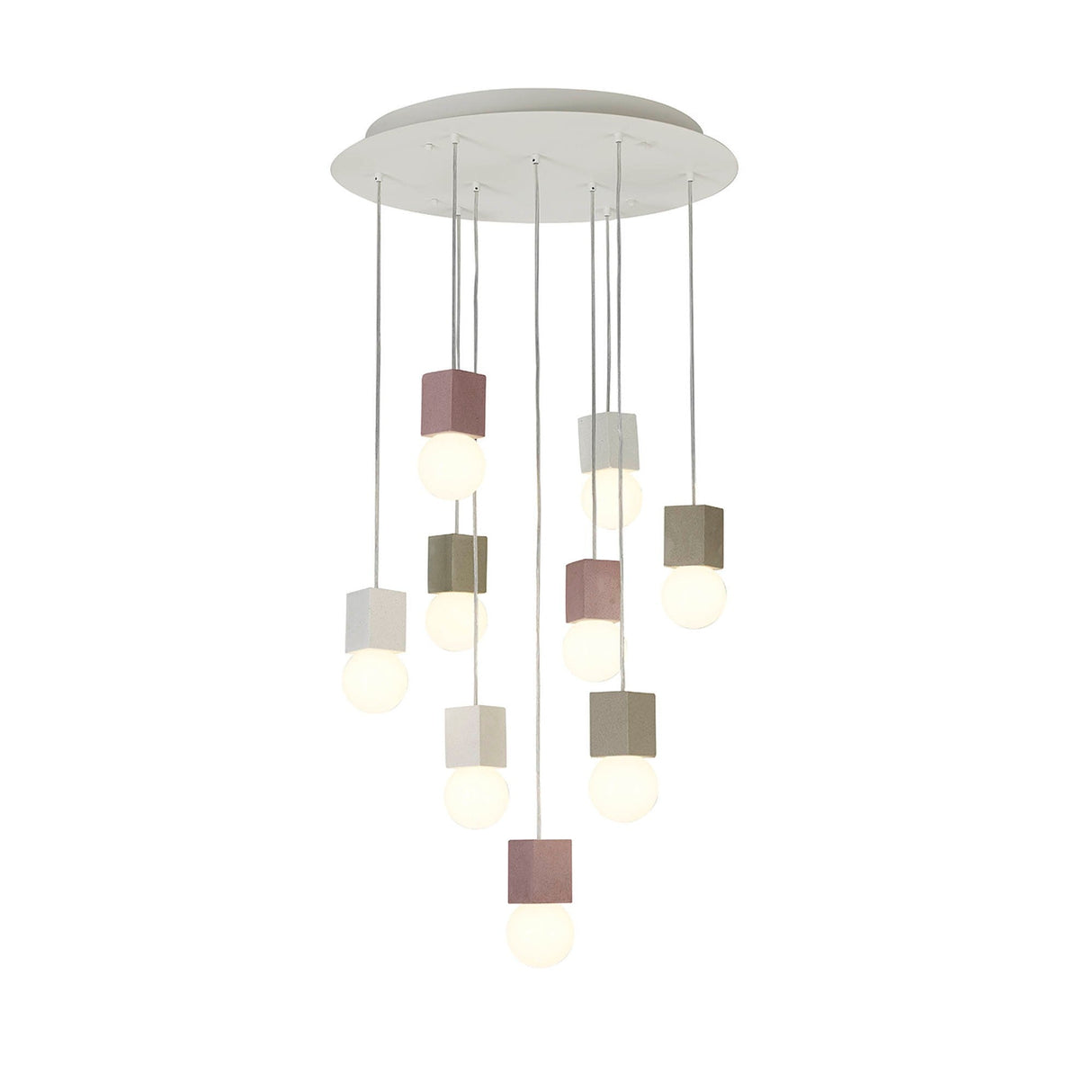 Galaxia 9 Light Square Cement Cluster Pendant Light - Multicoloured
