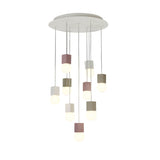 Galaxia 9 Light Square Cement Cluster Pendant Light - Multicoloured