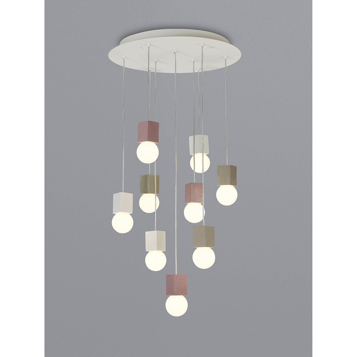 Galaxia 9 Light Square Cement Cluster Pendant Light - Multicoloured