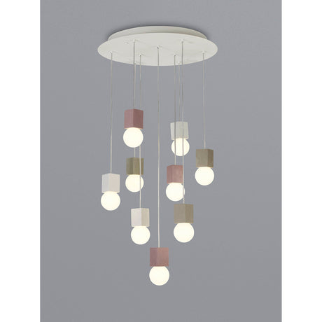 Galaxia 9 Light Square Cement Cluster Pendant Light - Multicoloured