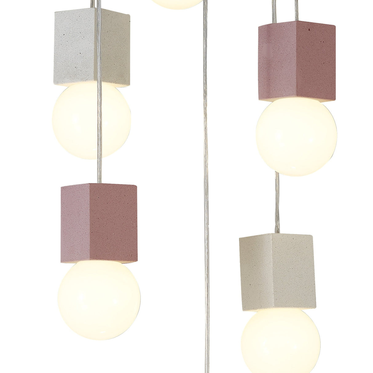 Galaxia 6 Light Square Cement Cluster Pendant Light - Multicoloured