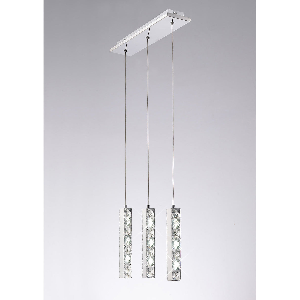 Galaxy 3 Light LED Crystal Bar Pendant Light 9W 6000K - Chrome