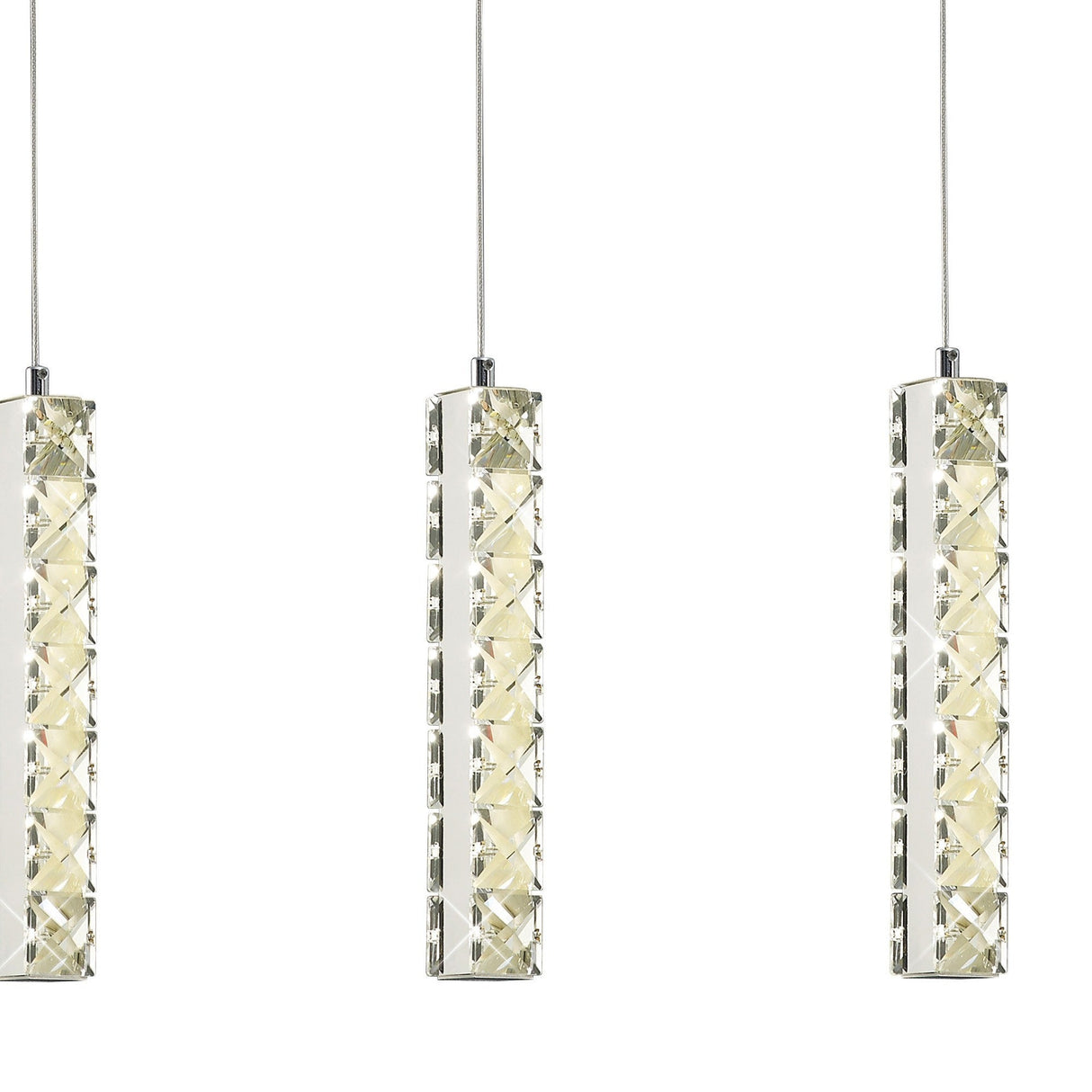 Galaxy 3 Light LED Crystal Bar Pendant Light 9W 4000K - Chrome