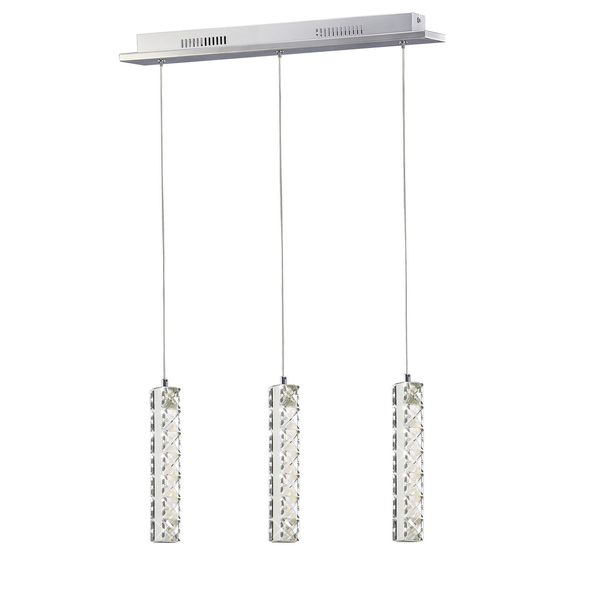 Galaxy 3 Light LED Crystal Bar Pendant Light 9W 4000K - Chrome