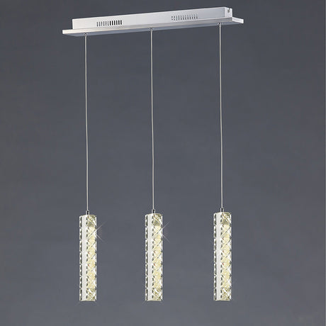 Galaxy 3 Light LED Crystal Bar Pendant Light 9W 4000K - Chrome