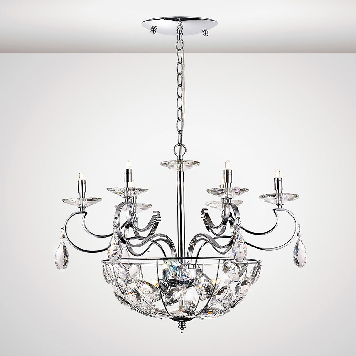 Galilea 65cm 9 Light Crystal Chandelier - Polished Chrome